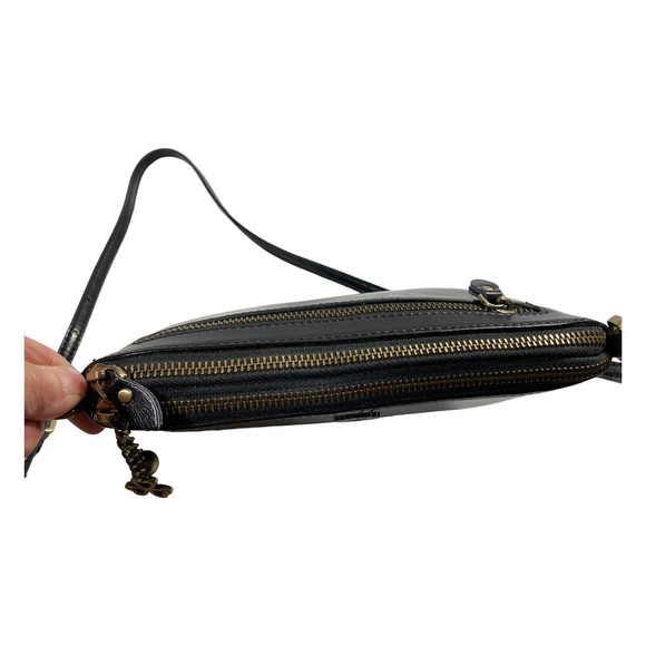 Kalunma Black 100% Smooth Oil Rich Leather Crossbody Purse Brass Bag Charms NWT - Picture 10 of 16